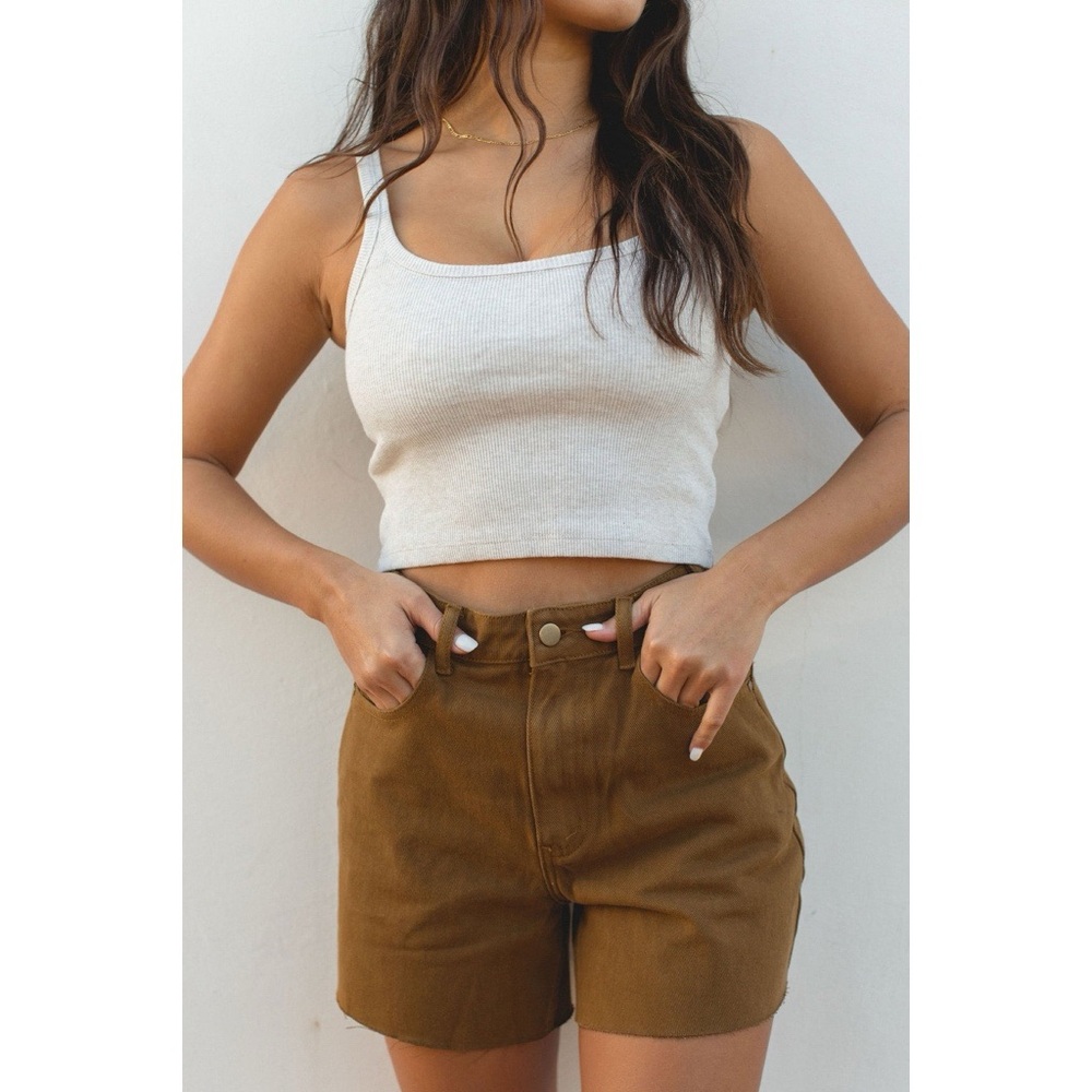NEW Solaí the Label Toffee High-Waisted Jean Shorts
